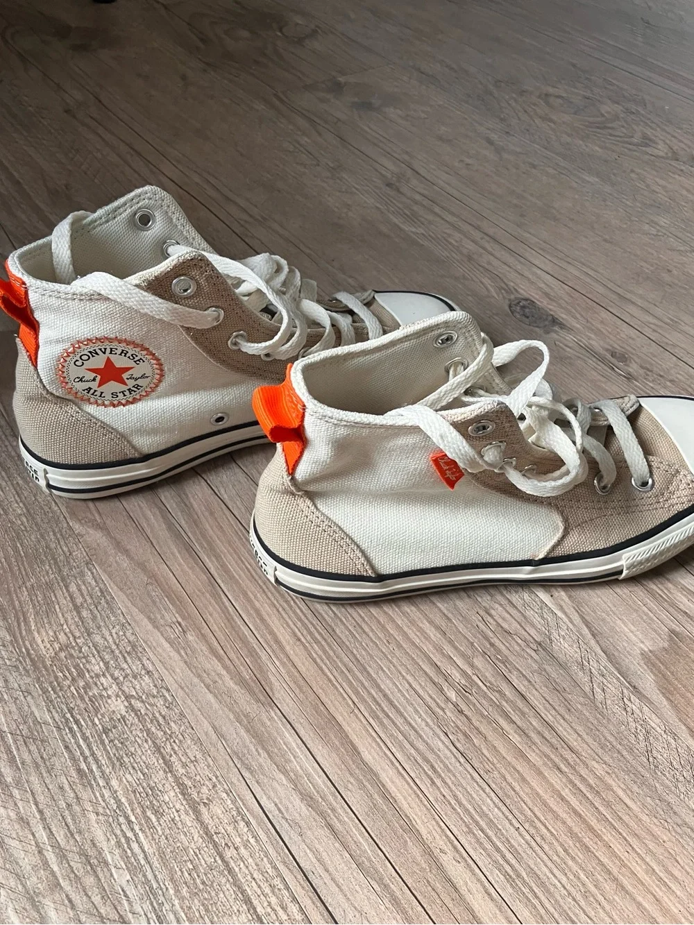 Converse Kids High-Top Sneakers in Beige with White Trim